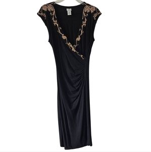 Cache Black Dress with Gold Detailing